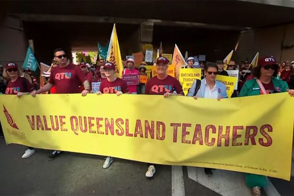 Overworked, underpaid, unheard: Teachers lead historic Queensland strike