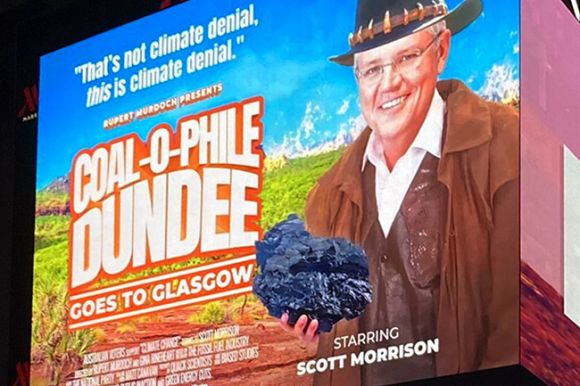 Billboard mocks Morrison as Australia prepares for COP26